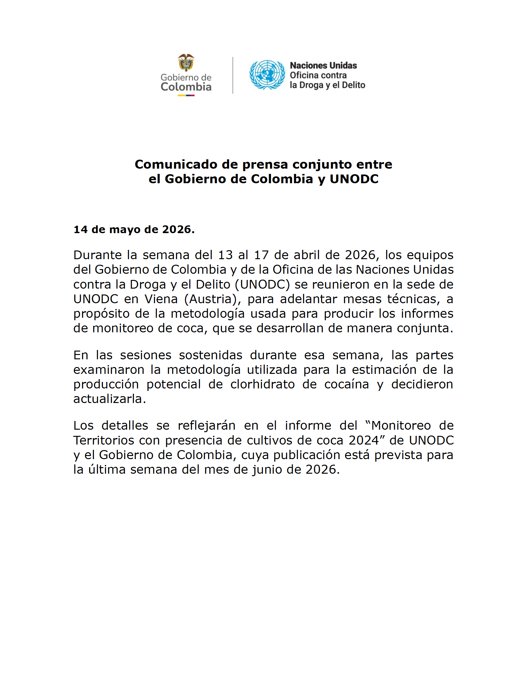 Ministerio de Justicia y del Derecho Comunicado de prensa conjunto ...